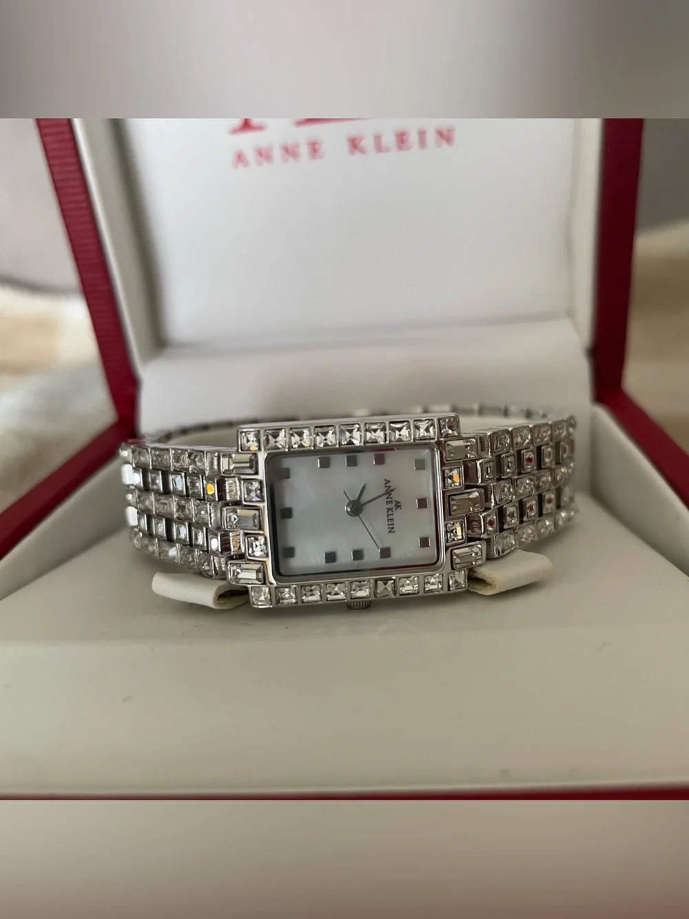 NEW with Tags and Box Anne Klein Silver-Tone Crystal Bracelet Women’s Watch